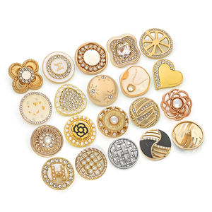 KUNSHUO <b>Button</b> Factory Rhinestones women ladies Clothes Clothing Coat Gold Shank Metal pearl <b>buttons</b> for clothes ladies Clothing - Product Image 4