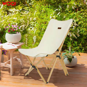Silla Plegable de Madera Woqi con Forma de Mariposa, Cubierta de Lona, Silla de Jardín para Exteriores, Madera Maciza Blanca, Ligera y Portátil - Product Image 1
