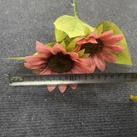 Bunga Sunflower Buatan Sutra Berkualitas Tinggi, Tangkai Tunggal 2 Kepala, Warna Cerah untuk Buket Pernikahan, Vas Rumah, dan Dekorasi Meja