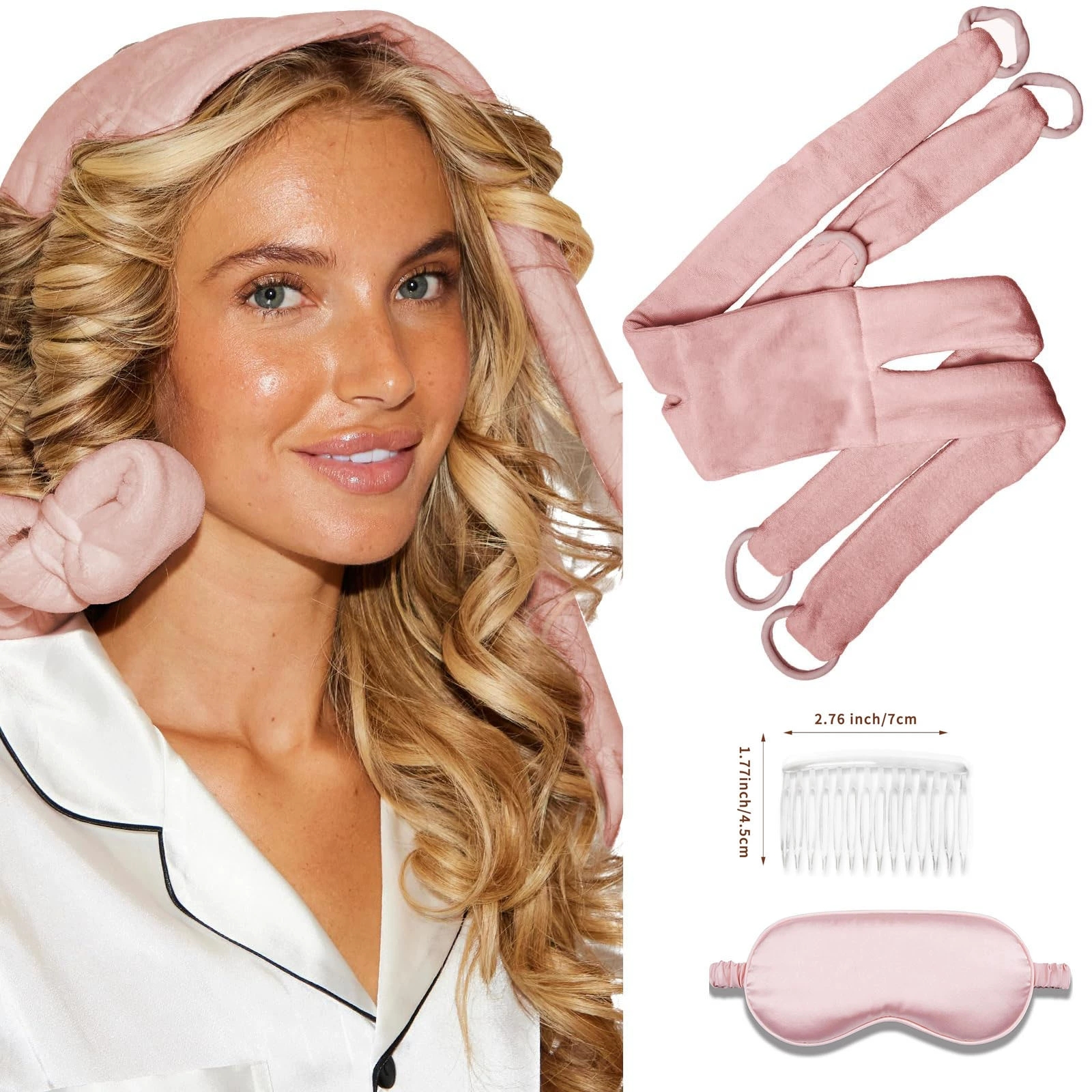 Pink+23 tooth transparent comb+eye mask