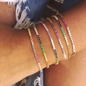Bracciale Tennis con Zirconi Colorati <span class=keywords><strong>Arcobaleno</strong></span> Placcato Oro e Argento di Alta Qualità per Donna Gioielli alla Moda - Product Image 3