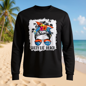 T-shirt à manches longues Salty Lil Beach Messy Bun Sunglasses Summer - Product Image 3