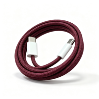 Cable Trenzado de Nailon Color Borgoña, Cable de Carga Rápida PD de 60 W, Cable de Datos USB C a USB C, Carga Rápida para iPhone 18