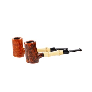 Muxiang Handmade Solid Wood Bamboo Joint Pipe Straight Briarwood Tobacco Pipe Desktop Style Hammer Shaped Customizable - Product Image 5