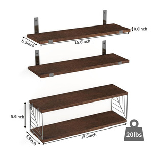Étagères flottantes de salle de bain à quatre niveaux <span class=keywords><strong>en</strong></span> <span class=keywords><strong>bois</strong></span> rustique brun foncé au-dessus des toilettes, décoration murale <span class=keywords><strong>pour</strong></span> salle de bain et cuisine - Product Image 3