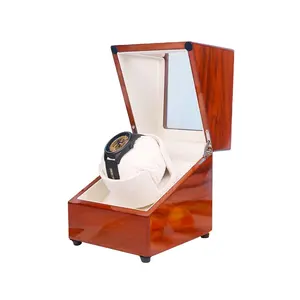 2024 New KP Wholesale Automatic Luxury Lacquer Wood Watch Winder Box 1 Slot Motor Display 1 Watch Storage Display Box