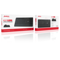 Clavier filaire ergonomique noir pleine taille avec repose-poignets, support de téléphone et touches multimédias K27 – Prix usine