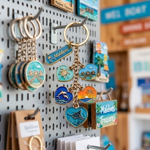 Porte-clés en métal en forme de cœur coloré, émail personnalisé, souvenirs des Maldives, vente en gros - Product Image 6