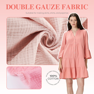 Tissu en mousseline de coton <span class=keywords><strong>double</strong></span> <span class=keywords><strong>gaze</strong></span> 100% doux pour vêtements de bébé, 140 cm, imprimé en mousseline de coton froissé - Product Image 5