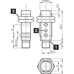 Capteur réfléchissant diffuseur Di-Soric OT18FM800N3-B4 M12 4 broches avec source lumineuse LED, protection IP67, fréquence de commutation 1000 Hz - Product Image 3