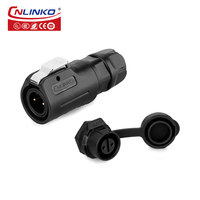 Connecteur de batterie CNLINKO LP12 M12, 2 broches, noir, alimentation CC, étanche IP68, connecteur de prise push-pull