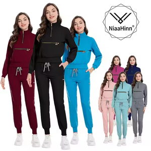 Diseño de moda de manga larga tela elástica mujeres Scrubs conjuntos de uniformes enfermera quirúrgica Scrub trajes médico Hospital uniforme - Product Image 5