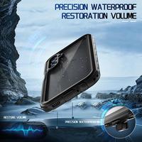 Casing HP Samsung Galaxy A15 anti air dan air, tahan air IP68, untuk foto bawah air, dengan pelindung layar terintegrasi.