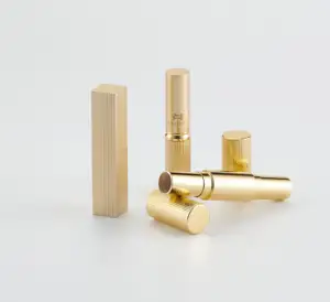 HUIHO individuell rund luxuriös Metall Aluminium Lippenstift Rohrbehälter Kosmetikverpackung Rosa-Gold einzigartiges aluminium-Hohlrot-Rohr