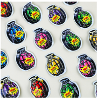 Vente chaude Laser brillant PVC nouvel an et noël dessin animé autocollants utilisation adhésive pour bougie et artisanat pop grenade