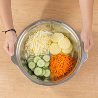 Ensemble de cuisine 3 pièces multifonctionnel en acier inoxydable : coupe-légumes, passoire, saladier, hachoir à légumes, râpe