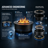 Cheminée électrique ronde 3D à atomisation, décoration avec noyau métallique intégré, flamme simulée réglable, pour hôtels et salons