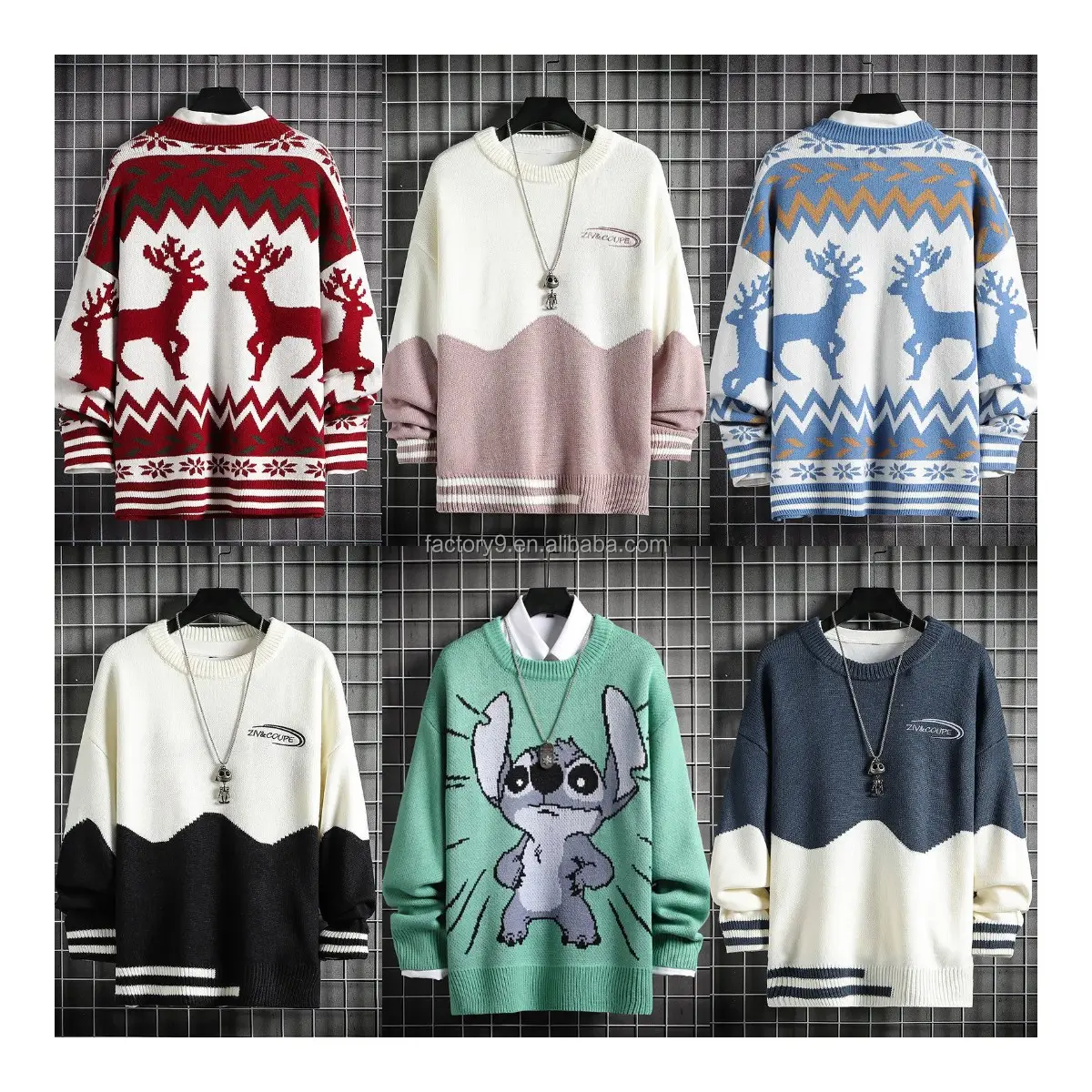 Winter fashion men's Christmas Sweater custom sweater high collar knitted long sleeve men's knitted sweater