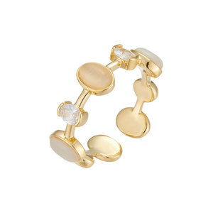 Minimalist Luxury Oval Cat's Eye Stone Open <b>Ring</b> Geometric Adjustable Index <b>Finger</b> <b>Ring</b> Prong Setting Gift - Product Image 5