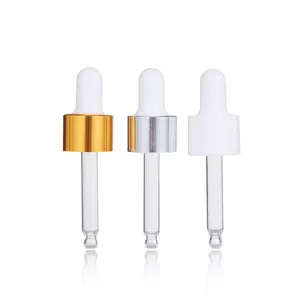 20/410 "Emas/Perak/Putih Warna Halus Kaca Pipette Aluminium Penitis Tutup Penitis Minyak Mewah