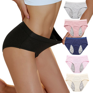 Braguitas Transpirables <span class=keywords><strong>de</strong></span> Cintura Media para la Menstruación, Aptas para Mujeres con Tallas Más Grandes Durante el Periodo Menstrual - Product Image 3