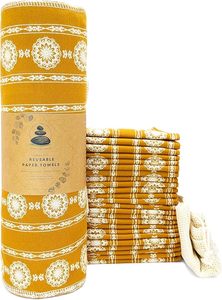Serviettes en <span class=keywords><strong>papier</strong></span> réutilisables, lot de 12, dentelle vintage de style campagnard français en coton couleur caramel ochre, serviettes sans <span class=keywords><strong>papier</strong></span> avec sac de lavage et tube pour un nettoyage zéro - Product Image 2
