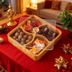 Wooden Fruit Tray Solid Wood Candy Snack Serving Platter Household Chinese Tea Party Wedding Gift <b>Box</b> - Product Image 3