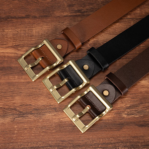 Cinturón de Cuero Genuino Personalizado, Hebilla Rectangular de Color Sólido, Cinturón Casual para Hombre, Fabricación OEM ODM - Product Image 2