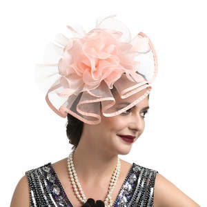 DZ Women's Flower Fascinator Wedding Hair <b>Clip</b> with 3D Embroidery Plush Style for Party and Church Hats - Product Image 4