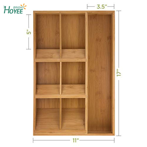Organisateur <span class=keywords><strong>de</strong></span> Tiroir <span class=keywords><strong>De</strong></span> Cuisine en bambou pour les Gadgets ou Outils <span class=keywords><strong>Angle</strong></span> Unique Diviseur Plus Bac À Compartiments - Product Image 6