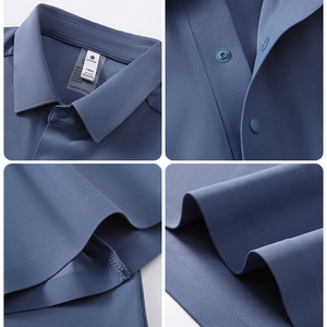 Kemeja Polo cepat kering untuk pria, kaos rajut merek besar kerah tinggi desain datar untuk Golf kerja kasual panjang pendek - Product Image 2
