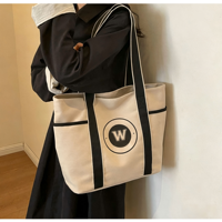 Sac fourre-tout en toile de coton biologique avec impression de logo personnalisé, sac à main pour femme, sac de plage, sac d'épicerie écologique réutilisable, sac fourre-tout en toile