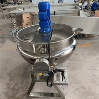 Marmite de cuisson et de mélange à double enveloppe en acier inoxydable 500L avec agitateur de type grattoir pour pâtes épaisses et sauces