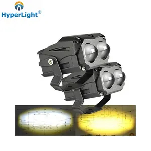 HyperLight motosiklet Led far U10 Mini sürüş çift renk 3000K 6000K Spot işık Led motosiklet projektör