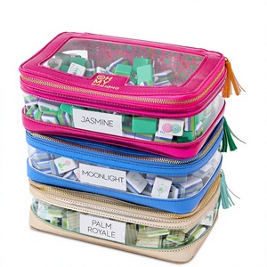 Tas Penyimpanan Poker Mahjong Modern Mewah Ramah Lingkungan Tahan Air Lipat Transparan PVC Gaya Amerika dengan Ritsleting Berumbai - Product Image 5
