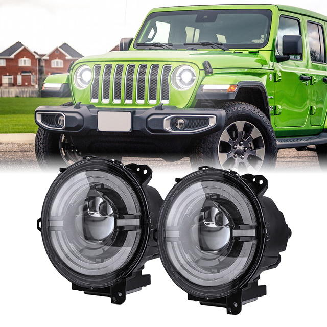 9inch Led Light with Phone App Controlled Dot RGB Hi Lo Beam Faro Led Redonda halo 9inch Led Projector Headlight for jeep JL