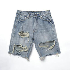 Shorts en jean pour homme, style délavé à l'acide, effet neige, streetwear vintage, gris, coupe personnalisée - Product Image 6