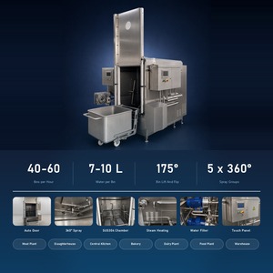 Laveuse de <span class=keywords><strong>bacs</strong></span> <span class=keywords><strong>à</strong></span> déchets SUS304 certifiée CE 200L, équipement de nettoyage automatique de qualité alimentaire pour <span class=keywords><strong>bacs</strong></span> Euro - Product Image 4