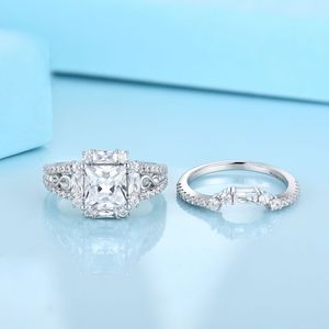 YHジュエリーカスタマイズ可能なファンシージュエリー<span class=keywords><strong>925</strong></span>スターリングシルバーリングメッキブライダル結婚指輪セット女性用 - Product Image 3