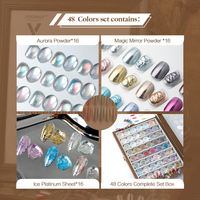 Ensemble de poudre à ongles Vinimay Chrome, logo personnalisé, paillettes colorées, pigment en poudre, effet miroir métallique, poudre à ongles pour nail art