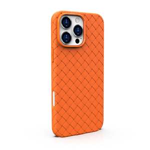 Coque de protection intégrale antichoc respirante à motif tissé style Ins moulée par injection pour iPhone 16 Pro 15 Plus Max - Product Image 3