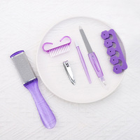 Ensemble de manucure portable 6 en 1, ensemble de soins des ongles en acier inoxydable, coupe-ongles, brosse à poussière pour ongles, séparateur d'orteils, kit de manucure