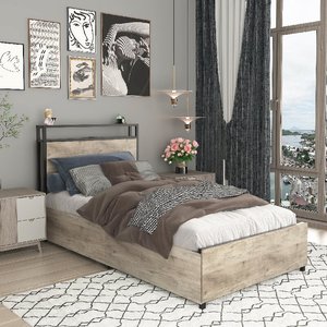 Letto Matrimoniale in Metallo con Cassetti Contenitore e Stazione di Ricarica, Design Moderno, Testiera LED, Silenzioso, Disponibile ODM/OEM - Product Image 2