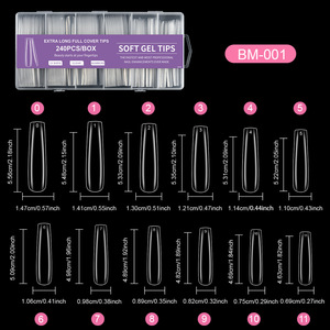 ชุดกล่องเล็บปลอมแบบใส ABS ขนาดใหญ่พิเศษ 240 ชิ้น รุ่น XXXL ทรงเหลี่ยม ทรงอัลมอนด์ ทรงสติลเลตโต้ ปลายเล็บยาวพิเศษ แบบฝรั่งเศส - Product Image 4