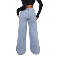 Jeans SMX Joker à jambe large, style printemps, délavé, avec petit nœud, pour le marché transfrontalier européen et américain 2025