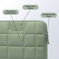 Ensemble de housses matelassées pour ordinateur portable vert sauge, sacoche rembourrée pour ordinateur avec pochette à accessoires pour ordinateurs portables de 13 à 16 pouces, personnalisable avec logo d'entreprise