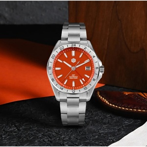 San Martin Men GMT Watch 39mm <b>Automatic</b> Mechanical <b>Wristwatch</b> 10Bar BGW-9 Luminous Sapphire NH34 Rare Mineral Gemstone Dial - Product Image 2