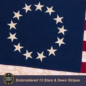 Drapeau Betsy Ross 3x5 pieds, teinté à la cire, vintage, drapeaux américains pour le 250e anniversaire, résistant, pour extérieur, brodé, 13 étoiles - Product Image 4