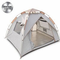 Grande tente de camping automatique à double porte et double fenêtre, 4 saisons, simple couche, Oxford, revêtement argenté, abri extérieur