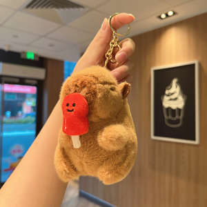 Porte-clés en peluche Capybara avec design de saucisse grillée et poisson Koi, breloque de sac en peluche Kawaii pour cadeau et décoration - Product Image 4